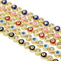 Evil Eye Bracelet Bijoux, laiton, Placage de couleur d'or, pavé de micro zircon & pour femme & émail, plus de couleurs à choisir Environ 10.5 pouce, Vendu par PC