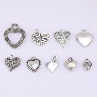 Zinc Alloy Heart Pendants, antique silver color plated, DIY & hollow 