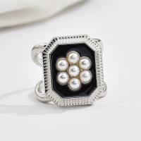 Scarf Buckle, Zinc Alloy, with Plastic Pearl, Geometrical Pattern, plated, for woman & enamel 17-21mm 