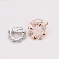 Zinc Alloy Dual-use Brooch Scarf Buckle, Heart, plated, for woman & with rhinestone, Random Color, 35mm 