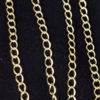 Gourmette laiton de bijoux, Plaqué d'or 14K, DIY & chaîne de torsion ovale, 3mm, Vendu par m