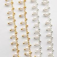 Brass Ball Chain, with Plastic Pearl, Round, plated, DIY 3mm 