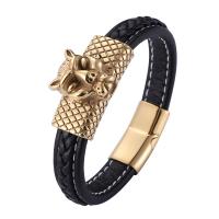 Microfiber PU Bracelet, with 316 Stainless Steel, Vacuum Ion Plating, fashion jewelry & punk style & for man 12mm 