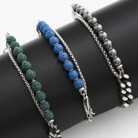 Titanium Steel Bracelet, with Resin, with 5cm extender chain, polished, patchwork & fashion jewelry & for man cm 