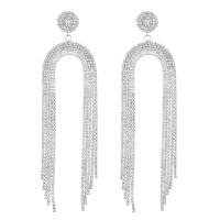 Fashion Fringe Earrings, Zinc Alloy, Geometrical Pattern, plated, for woman & with rhinestone 