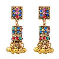 Fashion Fringe Earrings, Zinc Alloy, with Copper Coated Plastic, Geometrical Pattern, gold color plated, Bohemian style & for woman & with rhinestone 