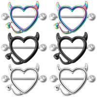 Stainless Steel Nipple Ring, 304 Stainless Steel, with 316L Stainless Steel, Heart, plated, for woman [