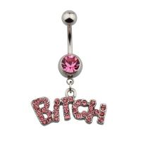 Stainless Steel Belly Ring, 316L Stainless Steel, Alphabet Letter, plated, Unisex & with rhinestone 
