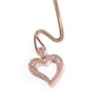 Cubic Zircon Micro Pave Brass Necklace, with 316L Stainless Steel Chain, Heart, plated, fashion jewelry & micro pave cubic zirconia & for woman Inch 