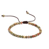 Unakite Bracelet, Wax Cord, with Unakite & Brass, fashion jewelry & for woman & faceted, multi-colored cm 