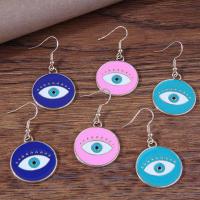 Evil Eye Earrings, Zinc Alloy, Flat Round, gold color plated, for woman & enamel 