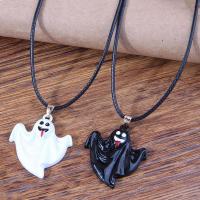 Halloween Necklace, Zinc Alloy, with Wax Cord, Ghost, gold color plated, Unisex & enamel Approx 44 cm 
