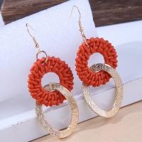 Aluminum Drop Earring, Resin, with Aluminum Alloy, gold color plated, for woman & hollow, orange 