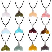 Gemstone Necklaces, with Zinc Alloy, Mermaid tail, silver color plated, DIY 