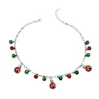 Christmas Jewelry Necklace, Zinc Alloy, with 1.97 extender chain, Christmas Bell, plated, Christmas Design & for woman, mixed colors .91 Inch 