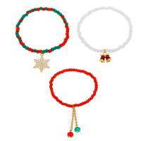 Seedbead Set de bracelet, avec alliage de zinc, Placage de couleur d'or, Conception de Noël & trois pièces & pour femme & émail, couleurs mélangées .1 pouce é, Vendu par fixé