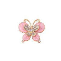 Mobile Phone DIY Decoration, Zinc Alloy, Butterfly, gold color plated, enamel & with rhinestone 