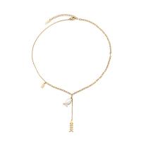 Stainless Steel Jewelry Necklace, 316L Stainless Steel, with Shell, with 5cm extender chain, Fish, Vacuum Ion Plating, fashion jewelry & adjustable & for woman, golden cm 