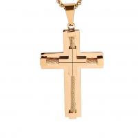Titanstahl Halskette, Kreuz, plattiert, verschiedene Stile für Wahl & für den Menschen, keine, 40x74mm, Länge:23.62 ZollInch, verkauft von PC