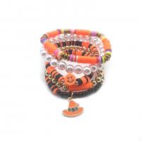 argile de polymère Set de bracelet, avec perle de plastique & alliage de zinc, fait à la main, Halloween Design & 5 pièces & unisexe & émail, couleurs mélangées .1 pouce é, Vendu par fixé