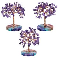 Rich Tree Decoration, Gemstone, with brass wire & Resin, gold color plated 100-117mmx63-89mm 
