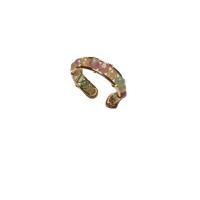 Gemstone Cuff Finger Ring, with Brass, 14K gold-filled & for woman & faceted 3.5-4mm 
