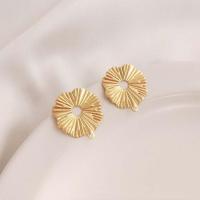Brass Earring Drop Component, Lotus Leaf, real gold plated, DIY, golden, 18mm 