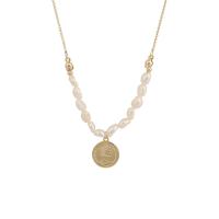Brass Jewelry Necklace, with Plastic Pearl, with 1.97inch extender chain, gold color plated, fashion jewelry & for woman, golden, 15mm Approx 16.54 Inch 