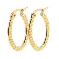 Edelstahl Hoop Ohrringe, 304 Edelstahl, 18K vergoldet, Modeschmuck & für Frau, goldfarben, 26x19mm, verkauft von Paar