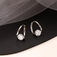 Männer Sterling Silber Hoop Ohrringe, 925er Sterling Silber, plattiert, für Frau & mit Strass, keine, verkauft von Paar