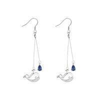 Cubic Zirconia Micro Pave Sterling Silver Earring, 925 Sterling Silver, Whale, platinum plated, micro pave cubic zirconia & for woman, original color 