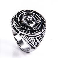 Titanium Steel Finger Ring, polished & for man & blacken, original color, 21mm 