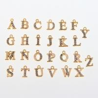 Pendentifs de stras en alliage Zinc, alliage de zinc, plaqué de couleur d'or KC, lettres sont de A à Z & unisexe & avec strass & mélangé Environ Vendu par sac