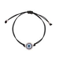 Evil Eye Bracelet Bijoux, alliage de zinc, avec corde de cire, Mauvais œil, Placage, 2 pièces & réglable & pour femme & avec strass, couleurs mélangées cm é, Vendu par fixé