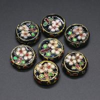 Cloisonne Beads, Brass, Round, gold color plated, DIY & enamel 18mm 