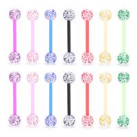 Acrylic straight barbell, Round, random style & fashion jewelry & Unisex, mixed colors 5mm 