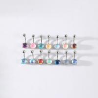 Stainless Steel Belly Ring, 304 Stainless Steel, with Acrylic, Round, fashion jewelry & for woman 5mm, 8mm 