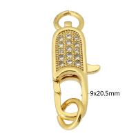 Brass Lobster Claw Clasp, gold color plated, fashion jewelry & DIY & micro pave cubic zirconia & for woman, golden Approx 4mm 