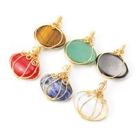 Gemstone Brass Pendants, with Natural Stone, gold color plated & for woman Approx 52 cm 