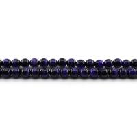Tigerauge, rund, poliert, DIY & verschiedene Größen vorhanden, violett, Länge:ca. 38 cm, verkauft von Strang