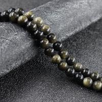 Black Obsidian Beads, Round, polished, DIY Approx 38 cm 
