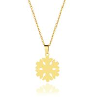 Christmas Jewelry Necklace, 304 Stainless Steel, with 1.97 extender chain, Snowflake, polished, Christmas Design & for woman, golden .72 Inch 