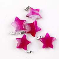 Agate Brass Pendants, with Brass, Star, silver color plated, fashion jewelry 20mm 