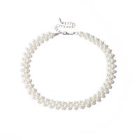 Collar de perlas de plástico, Perlas plásticas, con 10cm extender cadena, Esférico, Joyería & para mujer, Blanco, longitud:34 cm, Vendido por UD