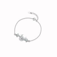 Cubic Zirconia Micro Pave Sterling Silver Bracelet, 925 Sterling Silver, platinum plated, micro pave cubic zirconia & for woman, original color, 200mm 