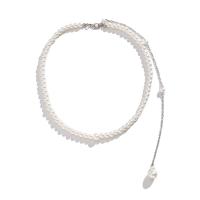 Bijoux chaîne de corps, perle de plastique, avec fer, avec 23cm chaînes de rallonge, Rond, Placage de couleur platine, réglable & pour femme, blanc cm, Vendu par PC