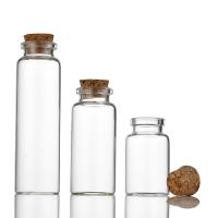 Glass Wish Bottle, with wood stopper clear 