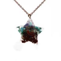 Gemstone Chip Necklaces, with 304 Stainless Steel Chain & Resin, with 1.97 extender chain, Galvanic plating, Unisex mixed colors .72 Inch 