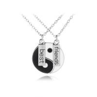Couple Zinc Alloy Necklace, Round, platinum color plated, ying yang & Unisex & oval chain & enamel Approx 16.9 Inch 