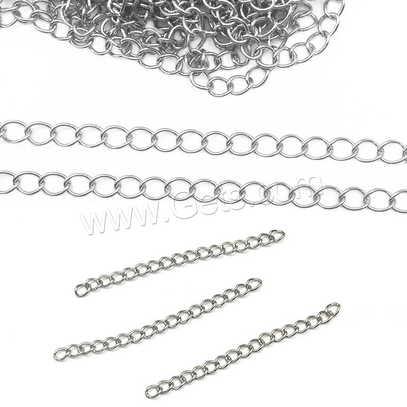 Stainless Steel Curb Chain, 304 Stainless Steel, electrolyzation, DIY & different size for choice & twist oval chain, original color, Sold By m